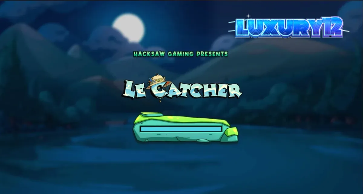 Rakun pemancing yang sedang memancing di malam hari dalam slot Le Catcher